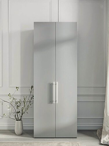 Изображение товара Casa Mia 60x60x270 см. Шкаф для одежды распашной с ящиками, 2-дверный, серый, ручка рейлинг 320 мм