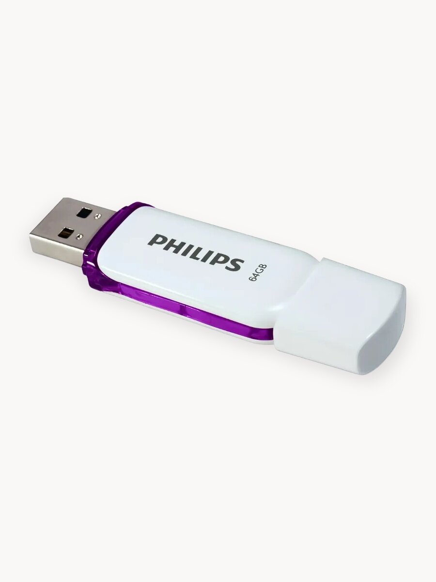Флеш-накопитель PHILIPS SNOW2.0 64GB FM64FD70B/97 USB 2.0 белый