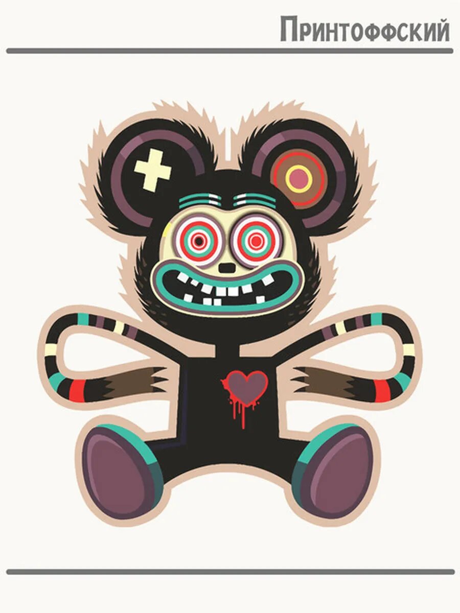 Термонаклейка для одежды и аксессуаров DTF-печать медведи bearbrick