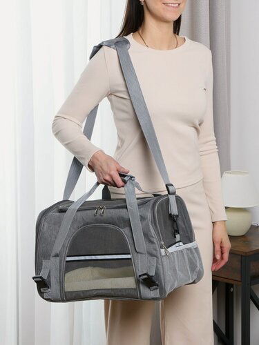 Изображение товара Переноска для животных 45х26х28 см, артикул Y4-11414, удобная сумка для транспортировки питомцев, 1 штука, Китай