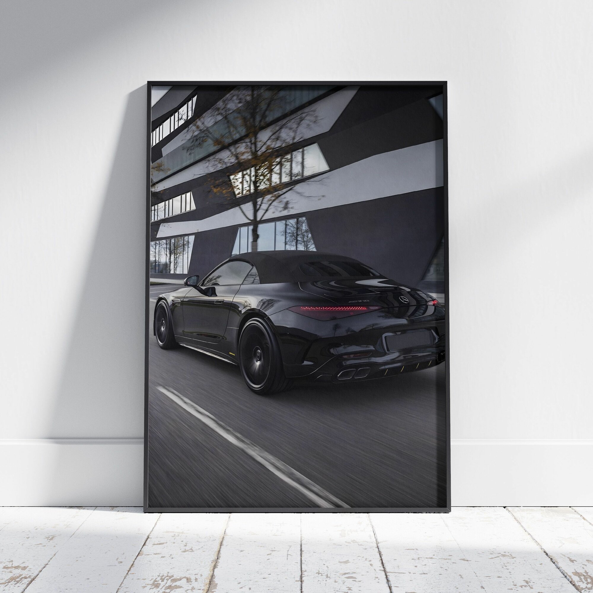 Плакат на стену для интерьера Кабриолет (Mercedes-AMG SL 3) - Постер по машинам родстерам с открытым верхом формата А3 (30x42 см)