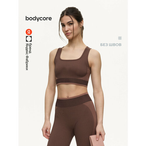 фото Топ спортивный bodycore бесшовный, размер l, шоколадный