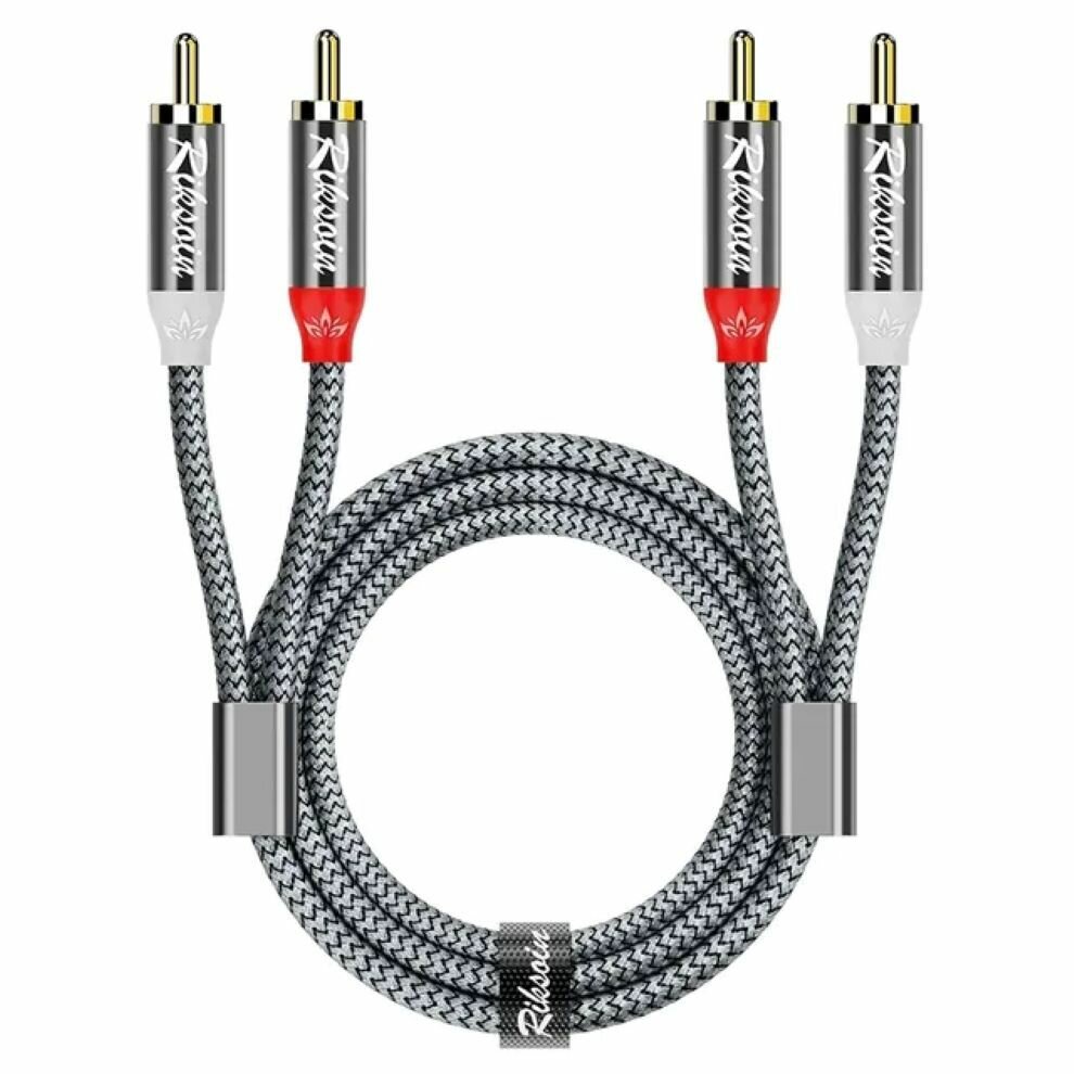 Аудиокабель 2 RCA на 2 RCA, 2.4 м Riksoin