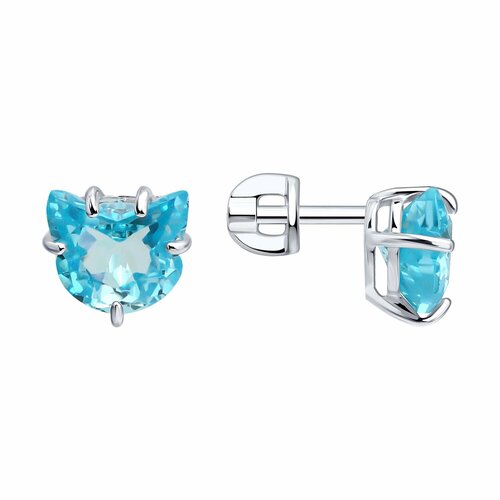фото Серьги diamant online, серебро, 925 проба, родирование, фианит, длина 0.8 см, , прозрачный