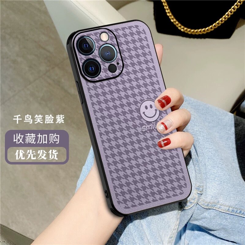 Чехол для iPhone 15 Pro Max с дизайном в стиле птичьего глаза и смайликом в фиолетовом цвете, защитный чехол для Apple