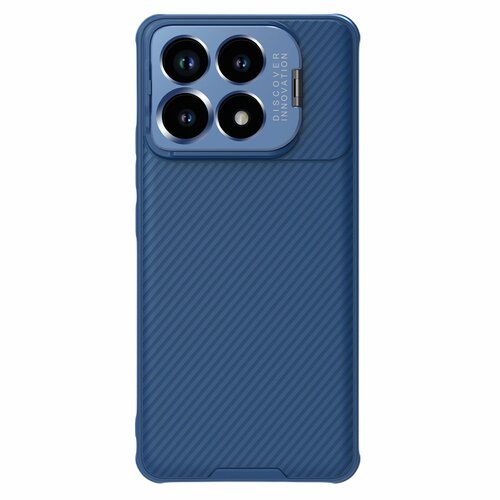 фото Чехол синего цвета от nillkin с металлической откидной крышкой для камеры на xiaomi poco f6 pro, серия camshield prop case (версия camera-visible)