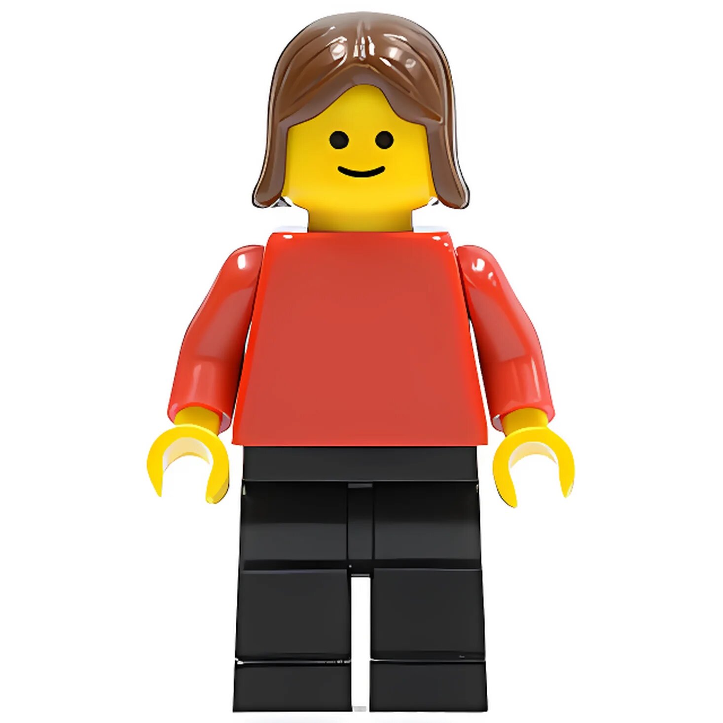 Минифигурка Lego City Plain Red Torso with Red Arms, Black Legs, Brown Female Hair pln049 N