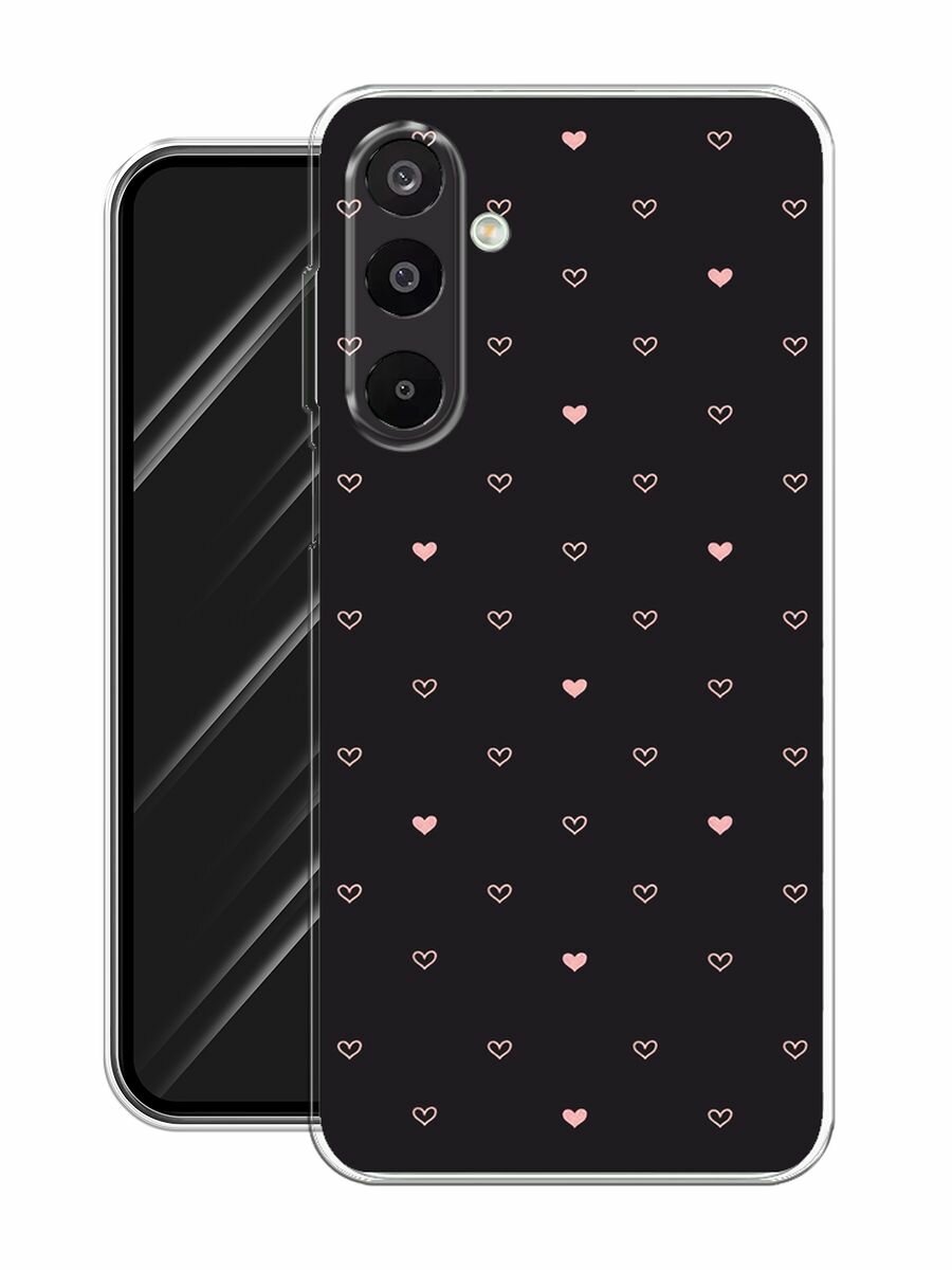 Чехол на Samsung Galaxy M16 / Самсунг Галакси М16 с принтом "Черный фон и сердечки" — фото 1