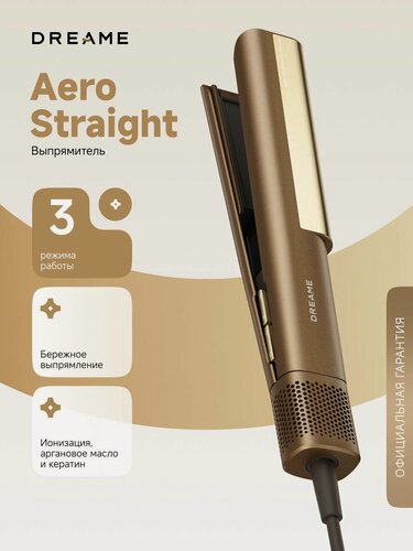 Изображение товара Выпрямитель Dreame Aero Straight 1600 Вт, 110000 об/мин, покрытие кератином, функция ионизации, покрытие аргановым маслом, система NTC, автоотключение