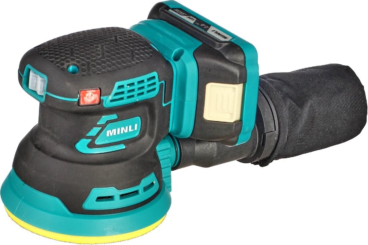 Шлифмашина эксцентриковая аккумуляторная MINLI DC702-2.0A 36В (18В×2) бесщеточная диск 125мм Li-Ion 2.0Ач