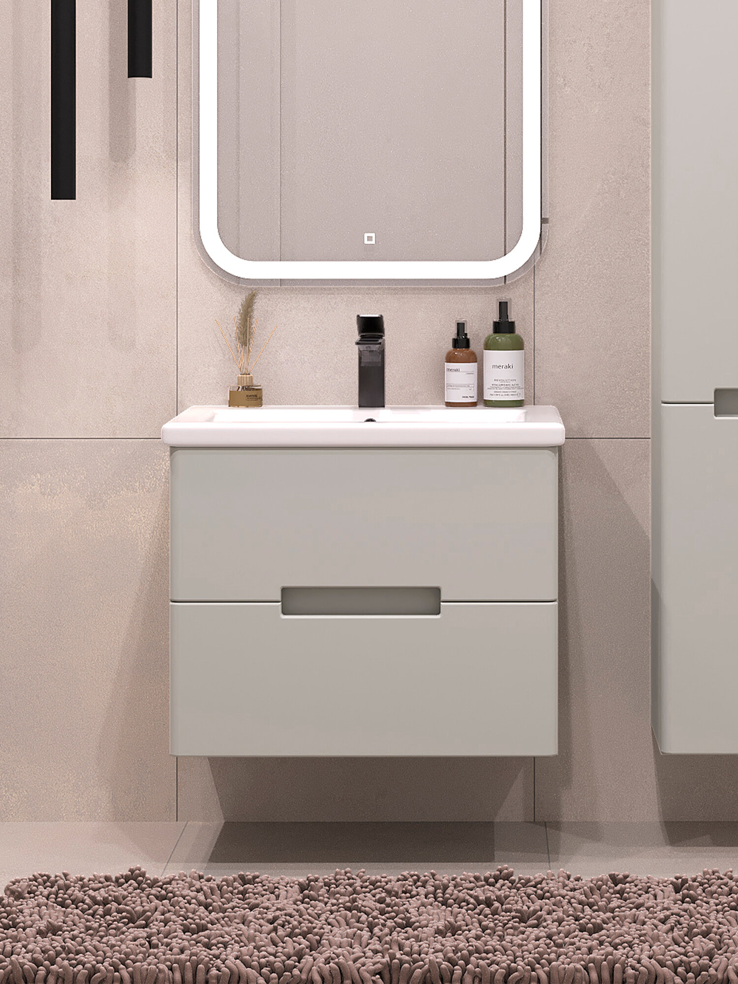 Тумба подвесная SanStar Ориана 60 Без раковины для ванной комнаты, Грей