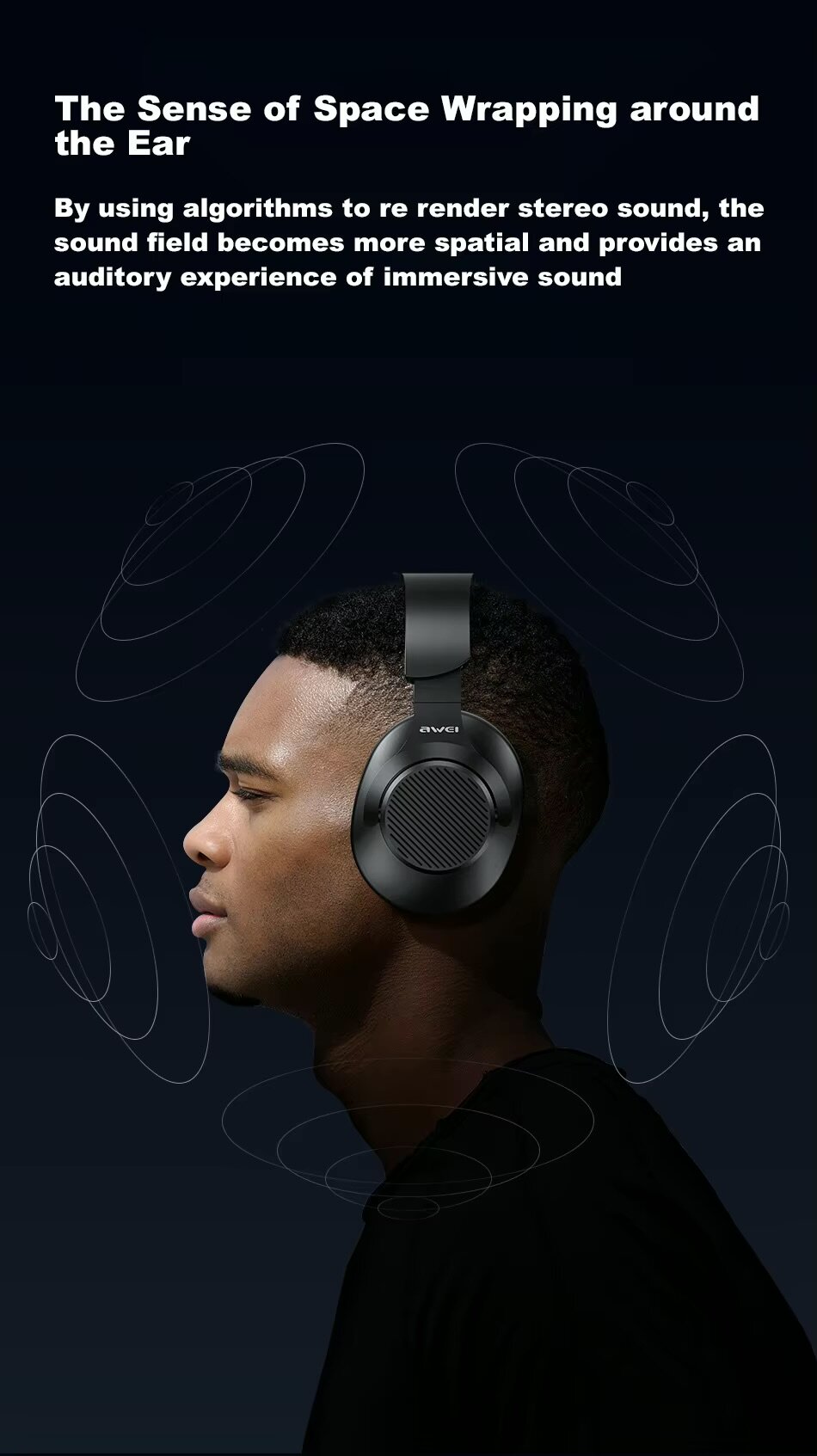 Беспроводные наушники Awei A997BL, Bluetooth 5.3, мощный бас, AUX, микрофон, Type-C — фото 1