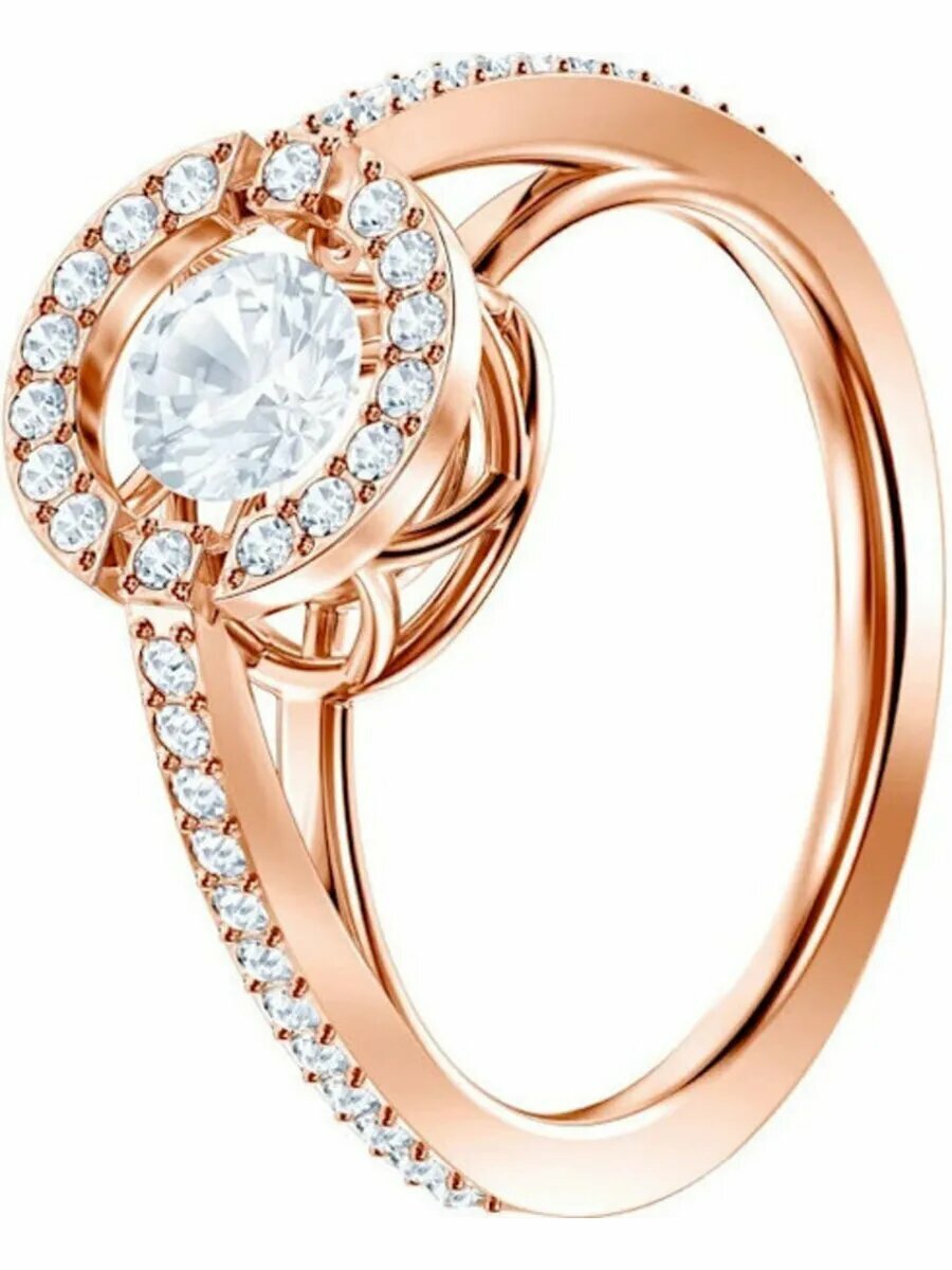 Кольцо помолвочное SWAROVSKI, кристаллы Swarovski, размер 16, золотой — фото 1