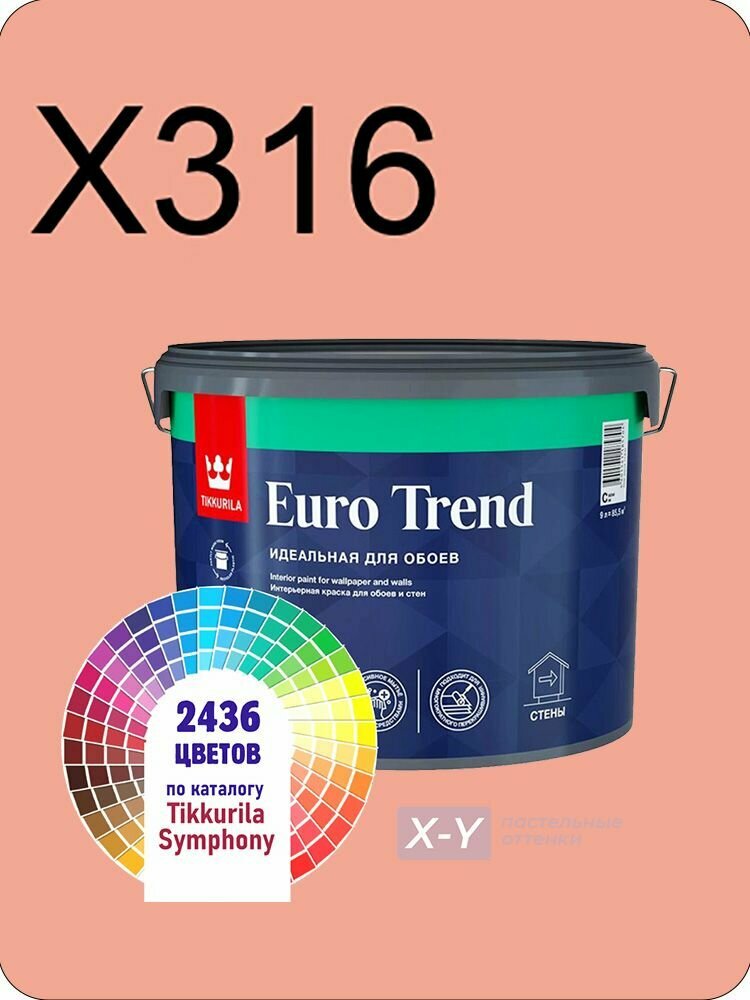 Краска для обоев Tikkurila Euro Trend 9л. пастельные оттенки X316
