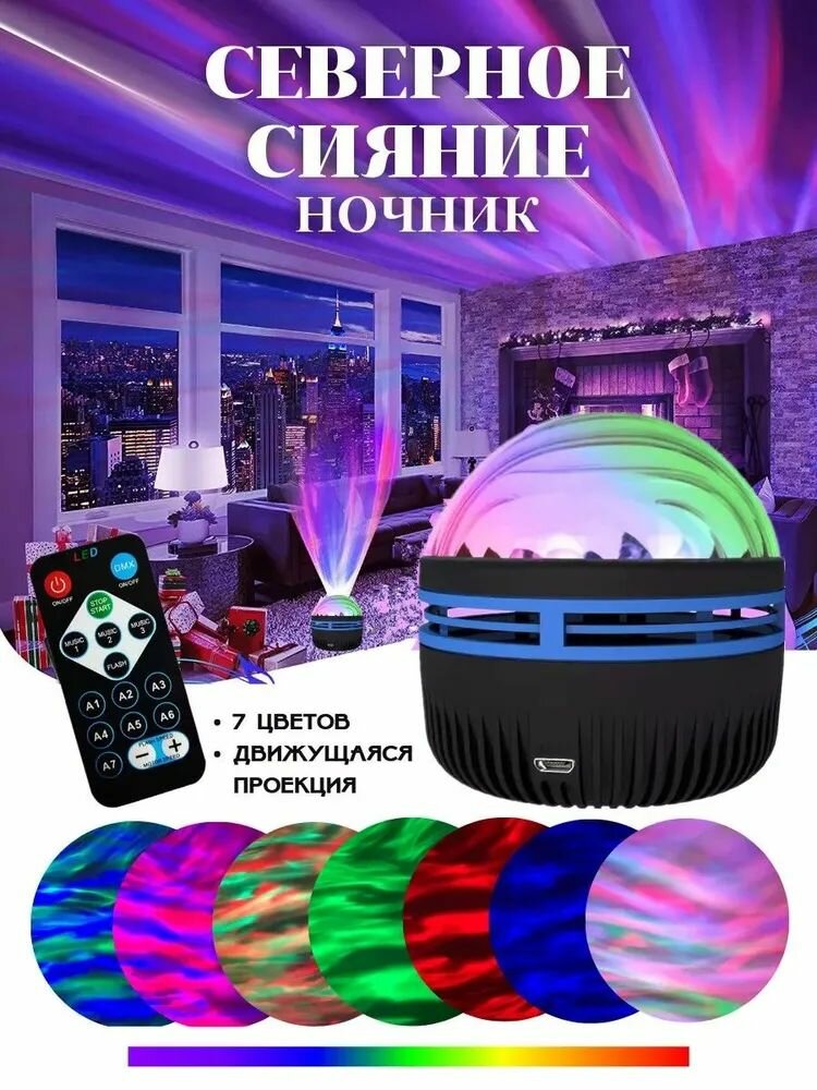 Проекция ночного освещения и северного сияния - USB-светодиодная лента с пультом дистанционного управления, 7 цветов RGB, эффект северного сияния, подходит для спальни и декора