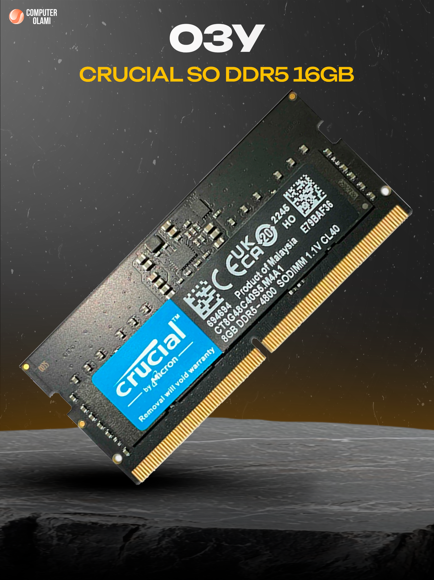 Оперативная память SO-DDR5 16Gb 5600МГц PC5-44800 Crucial (original)