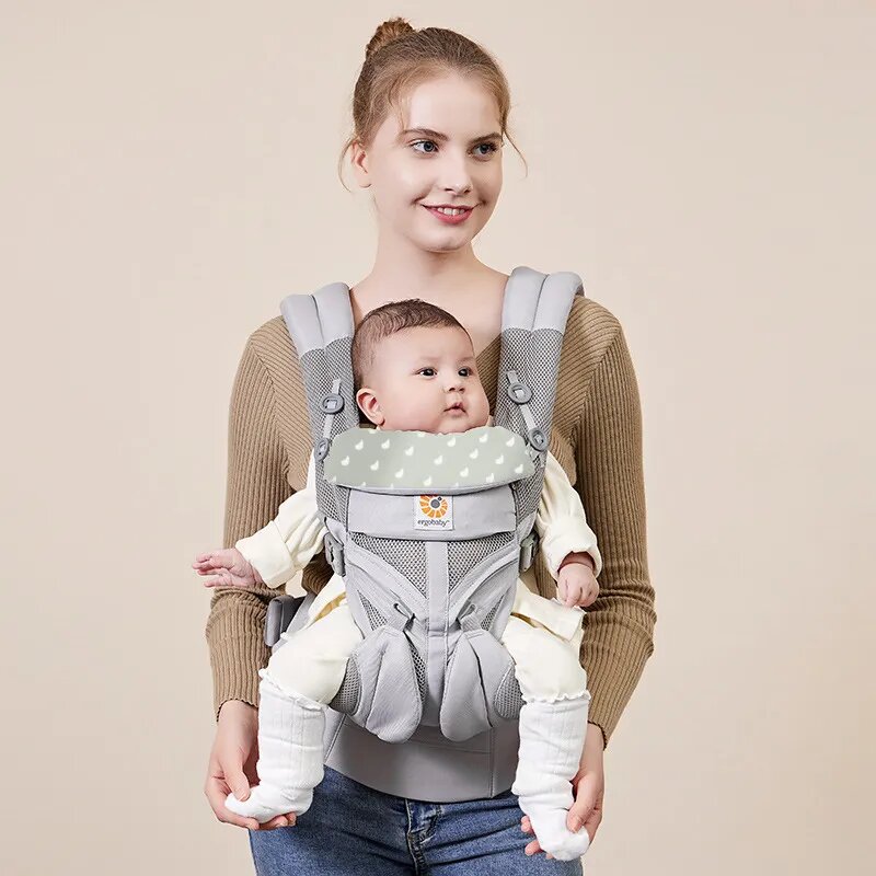 Кенгуру переноска для детей Ergobaby OMNI 360 Cool Air Mesh - light gray кенгуру для новорожденных с 0/ Хипсит-рюкзак 3 положения