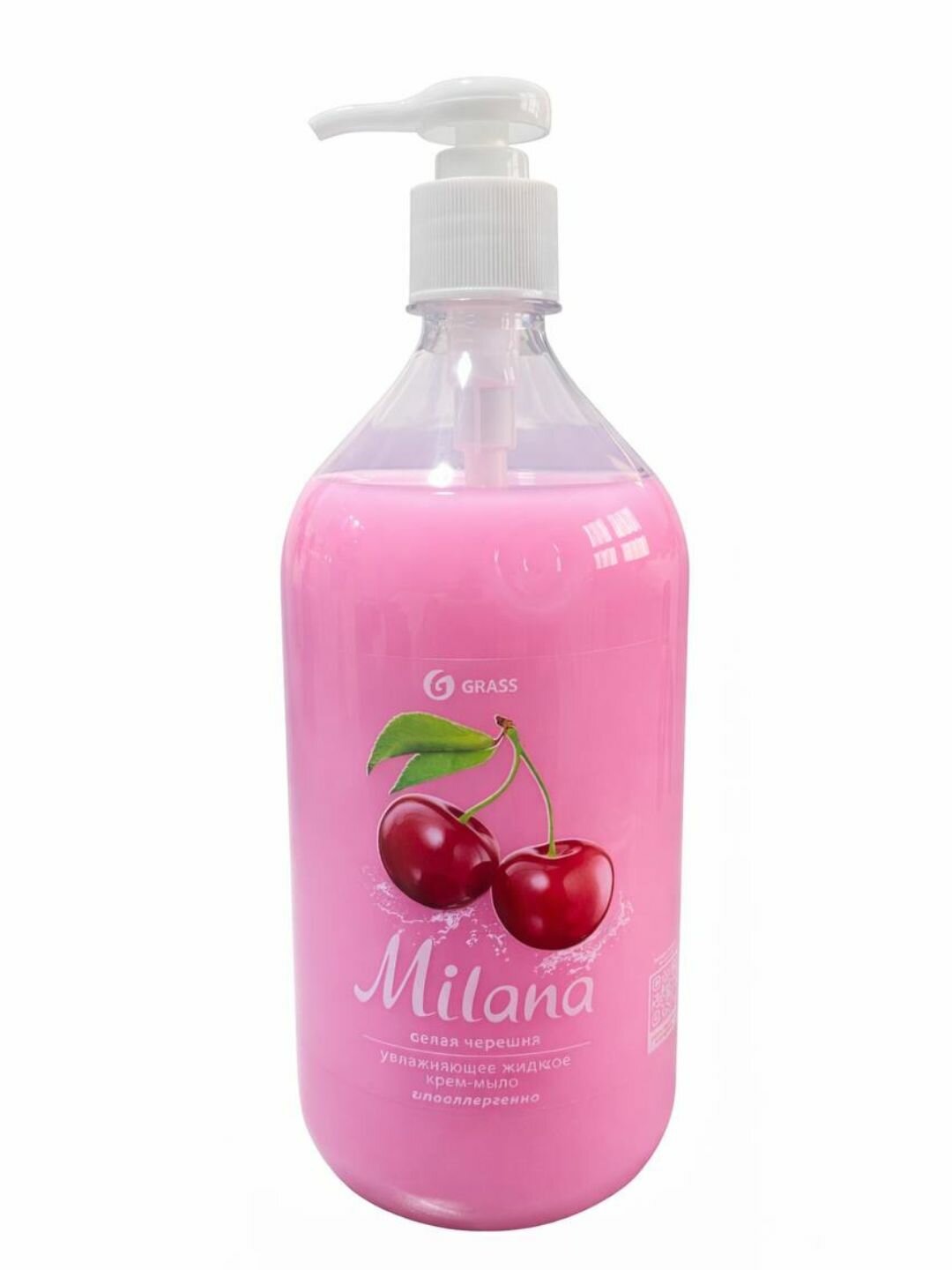 Жидкое мыло Milana с дозатором Вишня для рук и тела, увлажняющее, 1000 мл