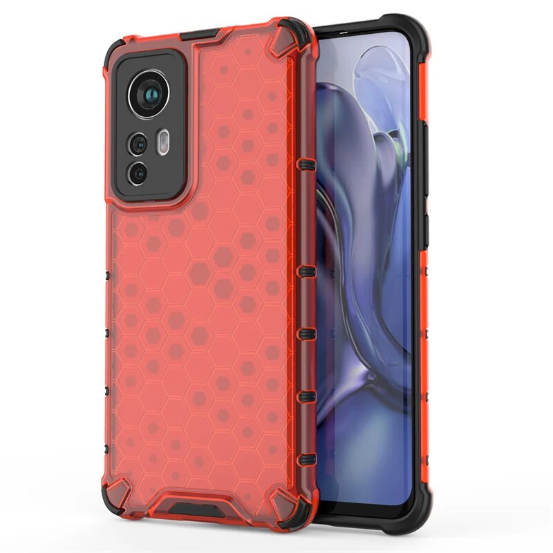 Противоударный прозрачный чехол для Xiaomi 12, бампер, сотовый Красный, Red, For Mi 11 Lite 5G
