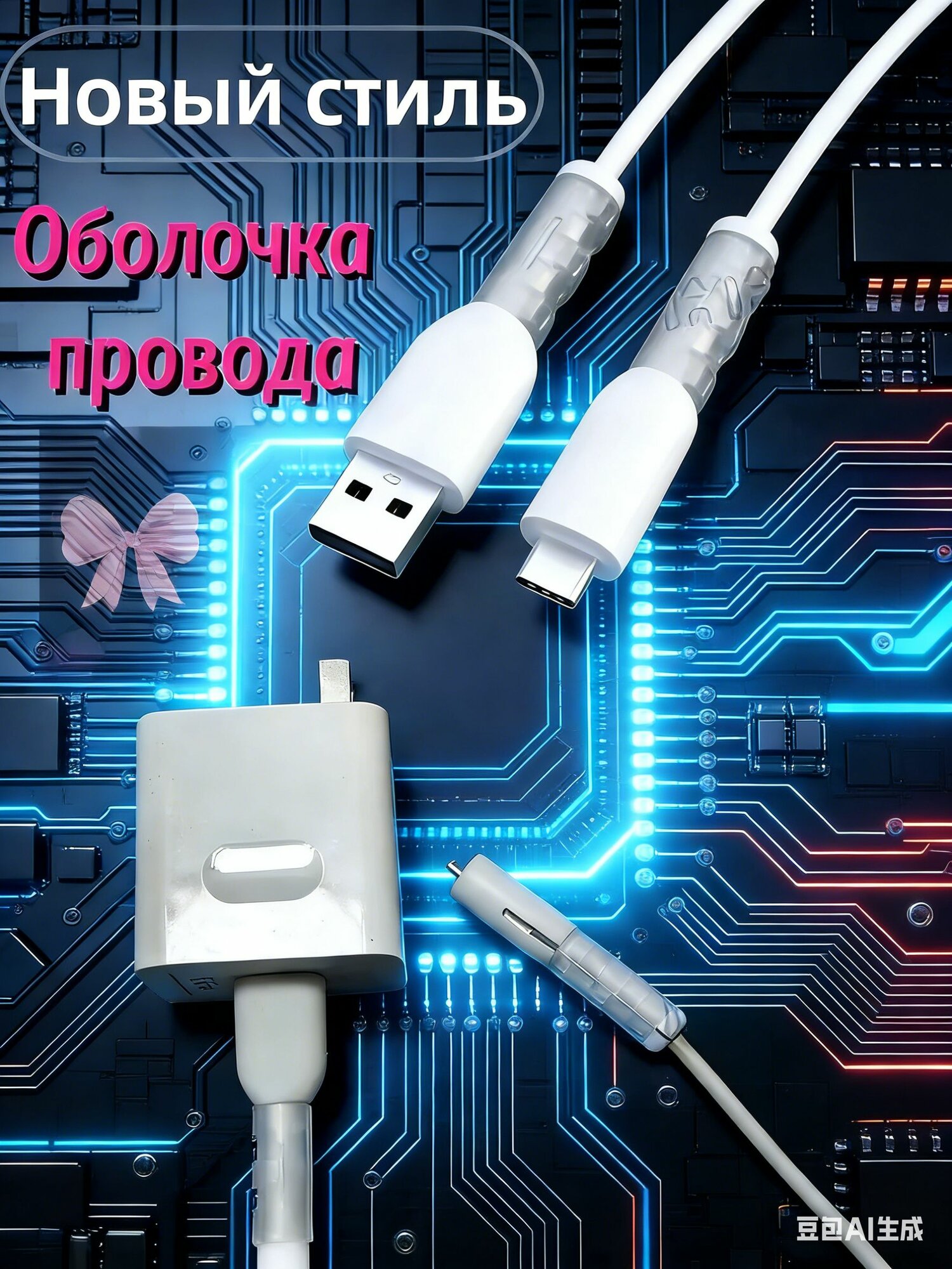 Защита для кабеля/провода от излома, износа и перегиба, защита кабеля питания, комплект (USB+TYPE-C), 1 комплект