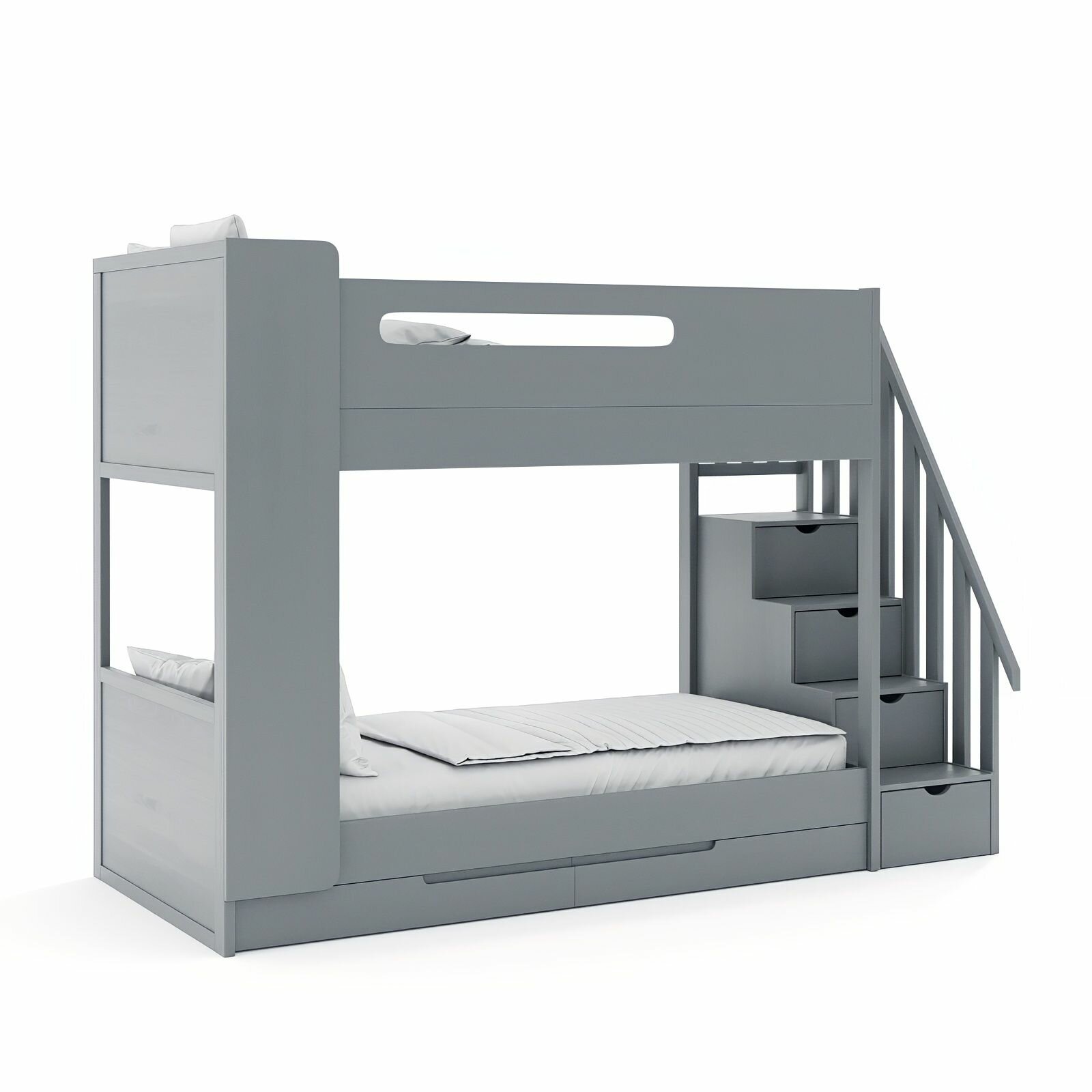 Meblevka Детская кровать двухъярусная Тик-ток 3 / Двухъярусная кровать для детей Тик-ток 3, 264х129х200, серый