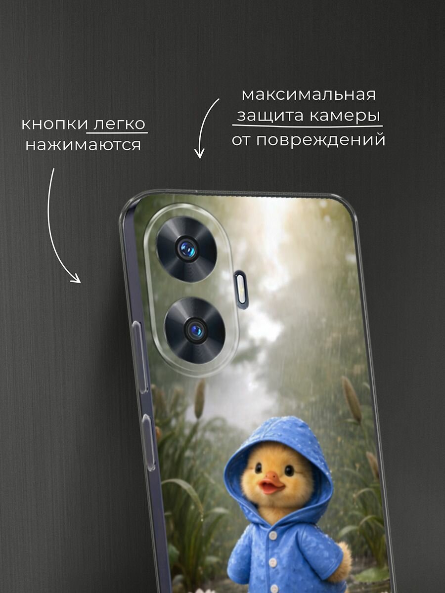 Силиконовый чехол на Realme C55 / Реалми C55 с принтом Уточка в сапогах — фото 1