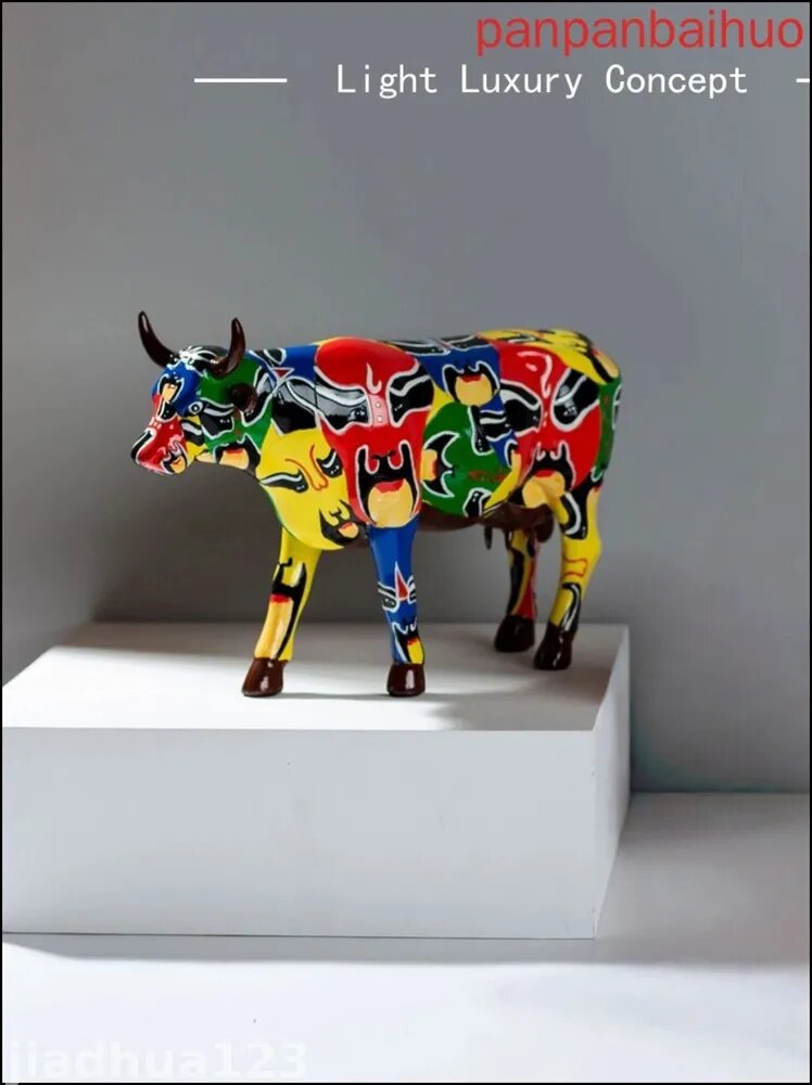 Статуэтка jingju cow 18 см, Декоративная фигурка корова, полистоун, для интерьера