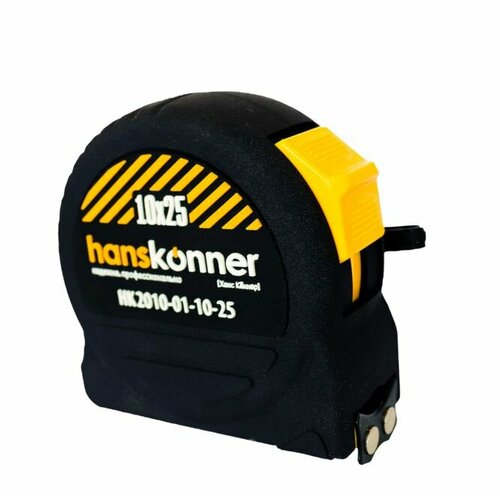 фото Рулетка 10x25мм, 2 стопа, корпус softtouch, супермощный магнит, hanskonner hk2010-01-10-25