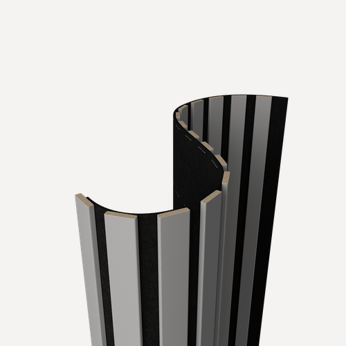 Изображение товара Гибкая акустическая панель 1200х600х9мм черный войлок, рейки МДФ 25х6мм, темно-серый ARTIVA