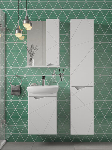 Изображение товара Тумба универсальная SanStar Линни 45 с раковиной Клермонт 45 (комплект) для ванной комнаты, белая