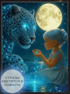 Изображение товара Алмазная мозаика COLOR VISION OF LIFE "Девочка и Леопард", полная выкладка, полная комплектация