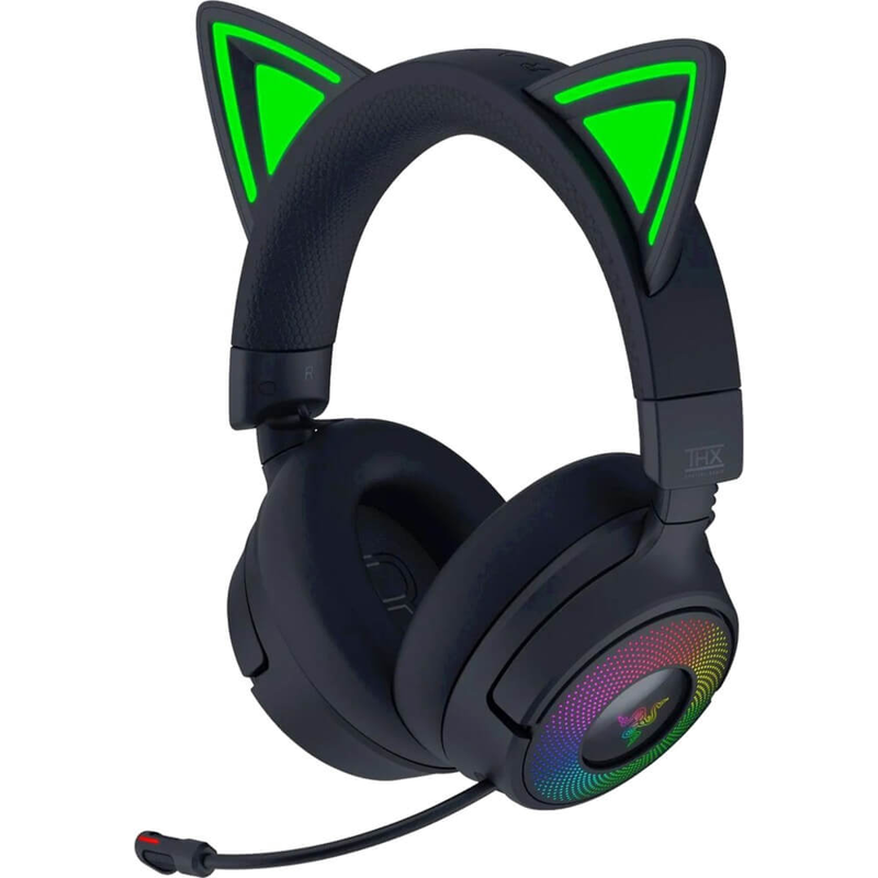 Гарнитура Razer Kraken Kitty V3 Pro, Bluetooth 5.3, полноразмерные, чёрный, микрофон выдвижной RZ04-05170300-R3M1