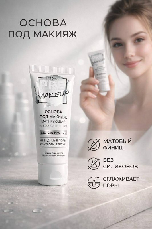Основа под макияж матирующая с еgg-коллагеном, PRE-MAKEUP, Витэкс
