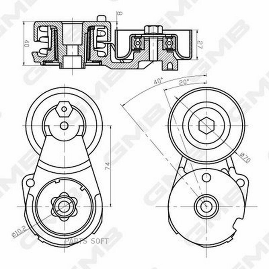 Натяжитель Nissan AD 06- / Qashqai 06-13 GMB GAT31640 | цена за 1 шт