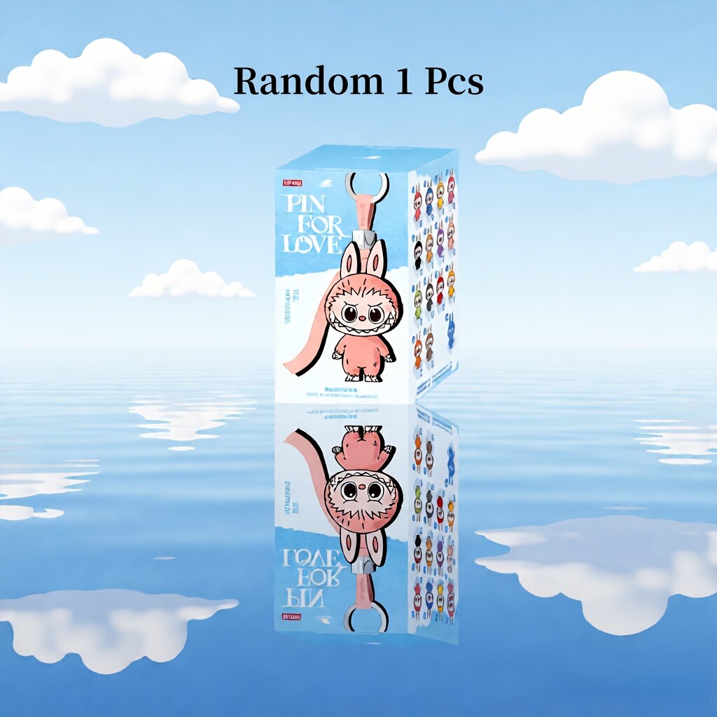 КачественныйСерия Bubble Mart Monster Labubu PIN LOVE Series Слепая коробка Плюшевые куклы Симпатичные анимационные фигурки Брелок для слепой коробки Декоративные подарки Подарки на день Святого Вален