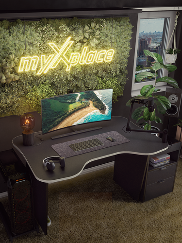 Изображение товара Компьютерный письменный стол, для школьника, для геймеров, Черно-Белый