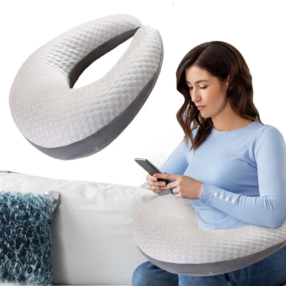 Milochic Подушка для беременных и кормящих HW1FZ5HM2RX8LE7ST5HO1-Q31Q03YECI 58x58 см, Средняя жесткость, Полиэфирное волокно