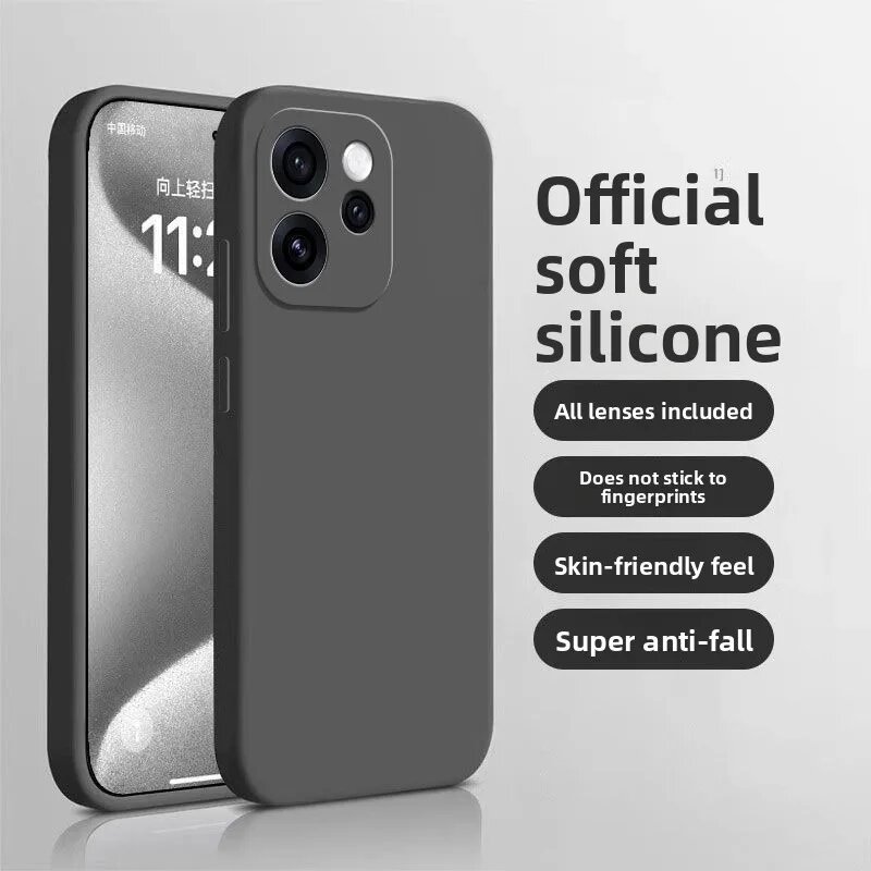 Мягкий Чехол Из Жидкого Силикона Для OPPO Reno 15 Pro Max 15/14/13 Черный, black, OPPO Reno 15 Pro