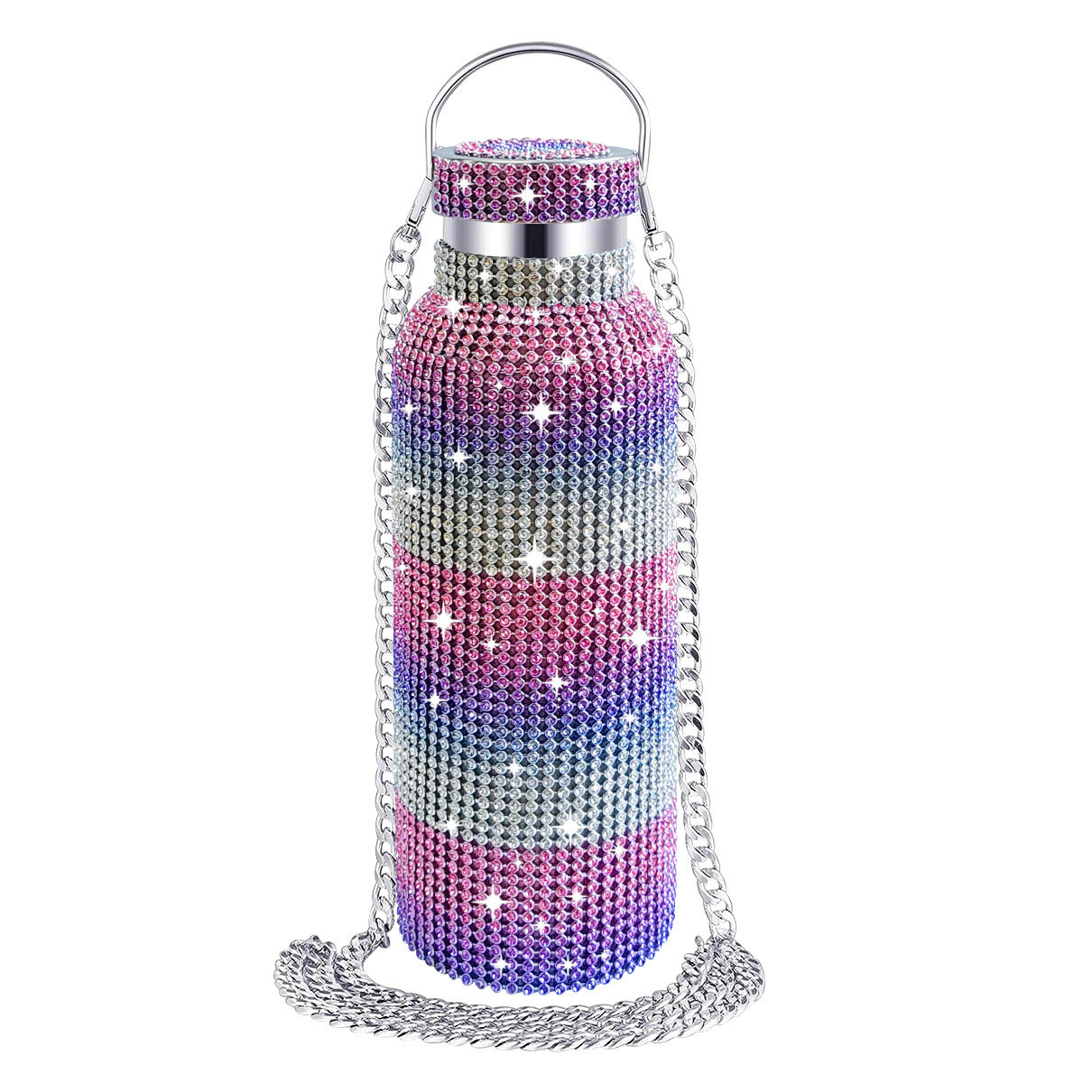 Термочаша со стразами из нержавеющей стали Розовый, Pink-350ml