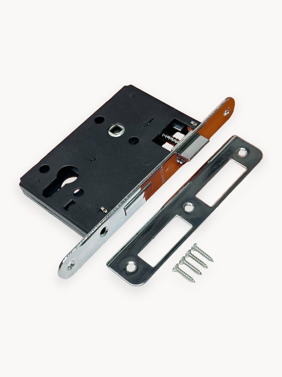 Замок врезной под евроцилиндр для входных дверей в цвете Хром