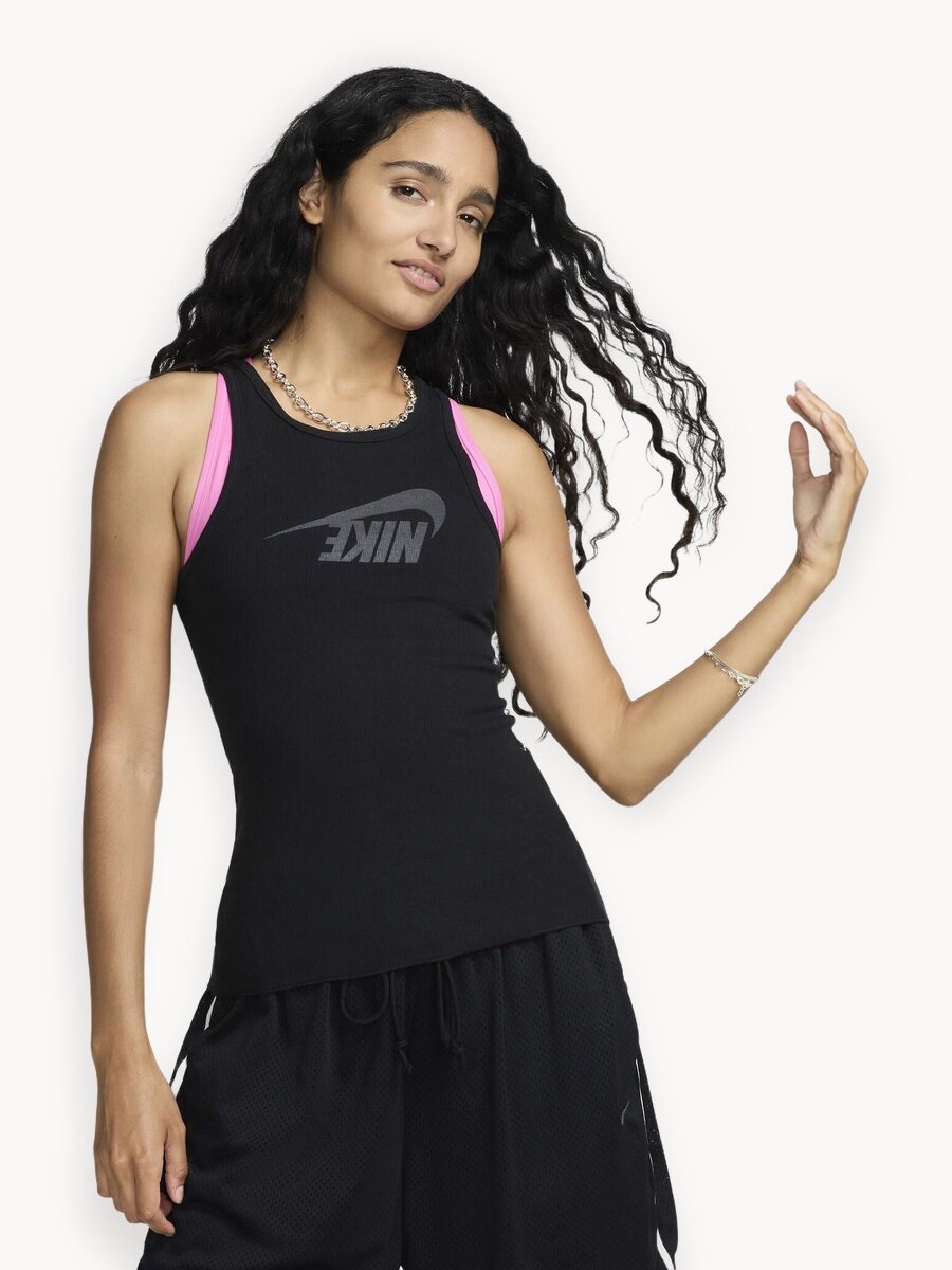 Майка спортивная NIKE DANCE RIB, размер L, черный