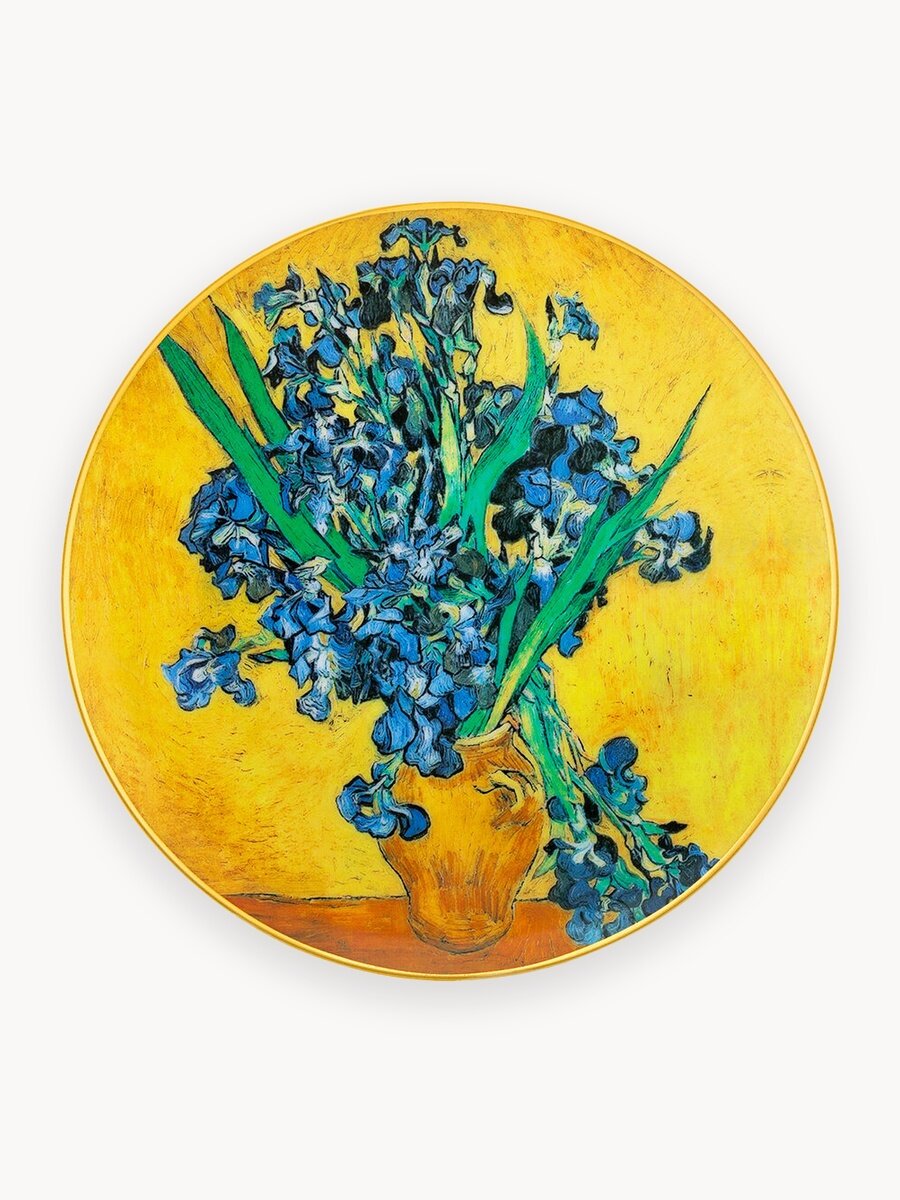Тарелка декоративная 20х20х2 см Elan Gallery Ирисы в вазе с крючком и подставкой
