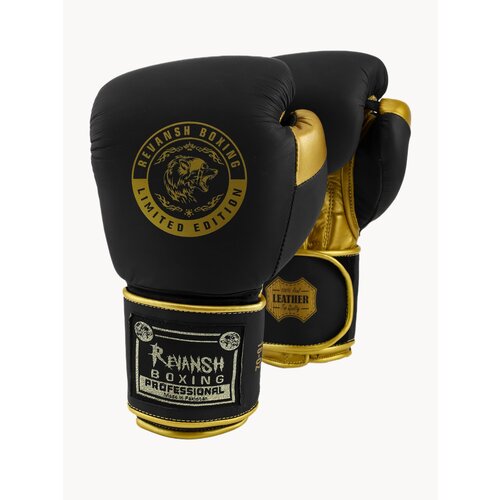 Перчатки из натуральной кожи с нашивкой, REVANSH PRO BLACK GOLD, арт. RG-BLACKGOLD-L14