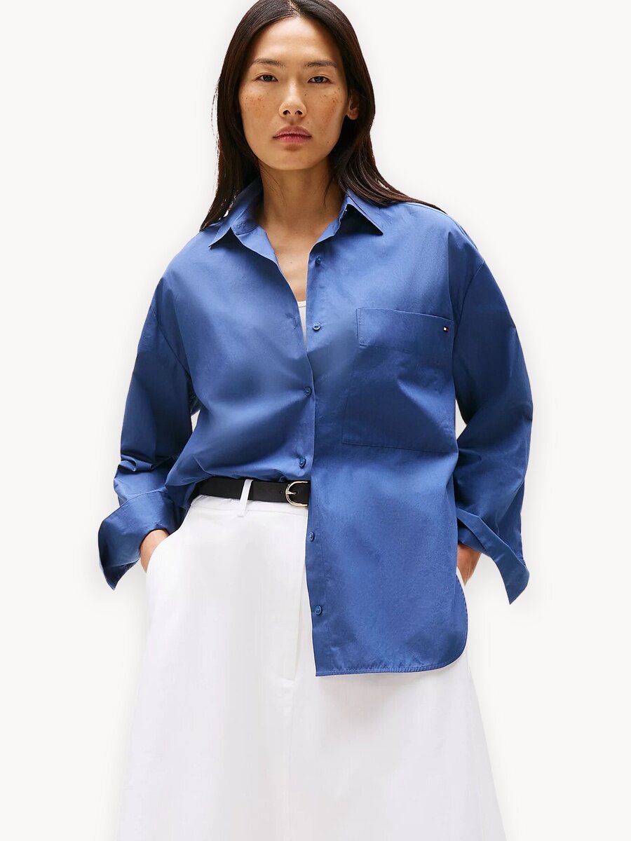 Рубашка TOMMY HILFIGER, размер 40 EU, темно-синий