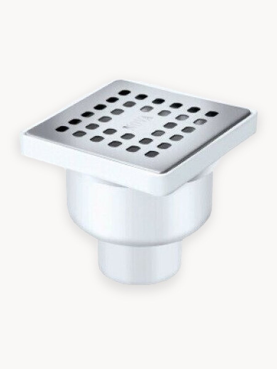 Трап с вертикальным отводом D 50 с сухим затвором решетка нержавеющая сталь 100х100 мм AV ENGINEERING (AVE5010102)