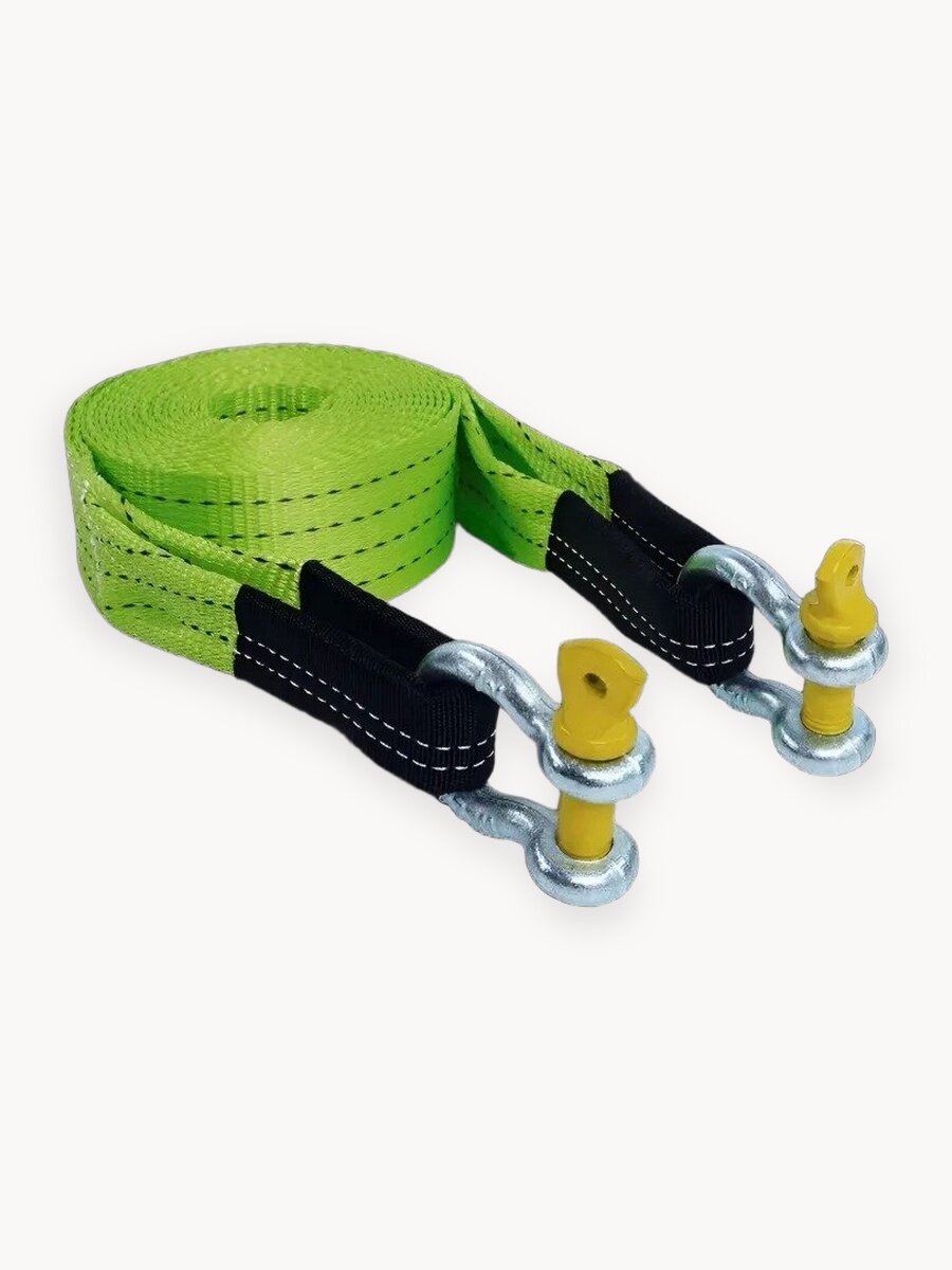 Трос буксировочный автомобильный рывковый Feen 15 т , динамическая стропа, c шаклами, длина 6 м