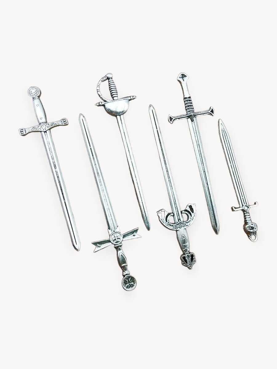 Набор закладок "Мечи", металл, 6 штук, длина 8,8 см, в блистере