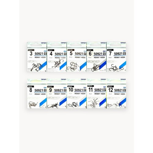 Крючки для рыбалки OWNER PENNY HOOK, от 3 до 12.