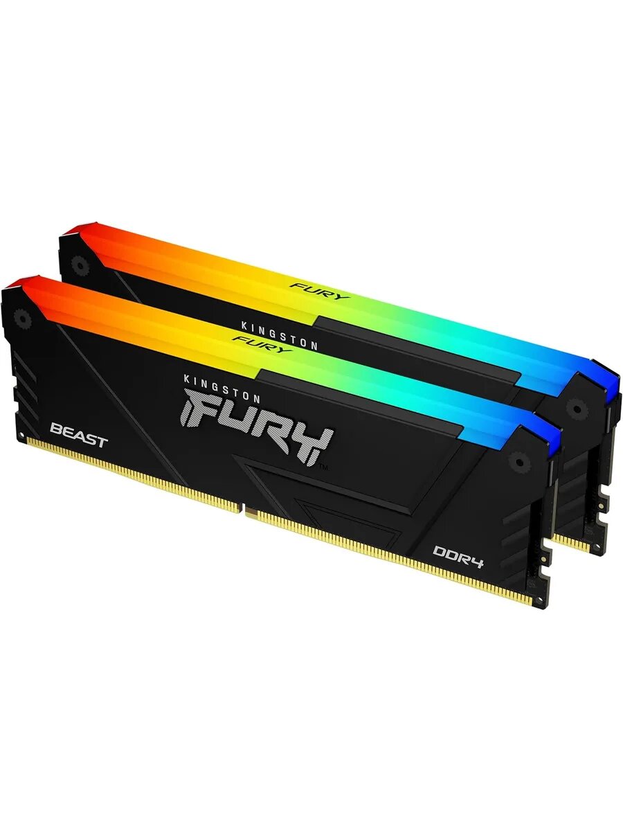 Оперативная память Kingston Fury Beast Black KF436C18BB2AK2/64, 2x32Gb, DDR4, DIMM, 3600MHz