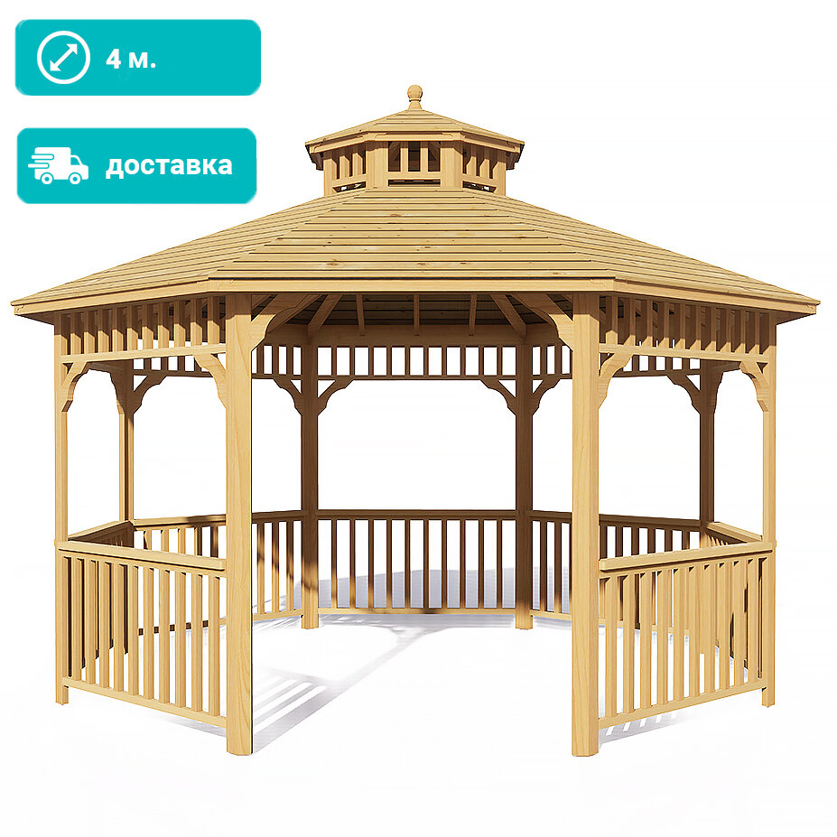 Комплект для самостоятельной сборки Беседки Виктория d 4 (без пола, двухъярусная)